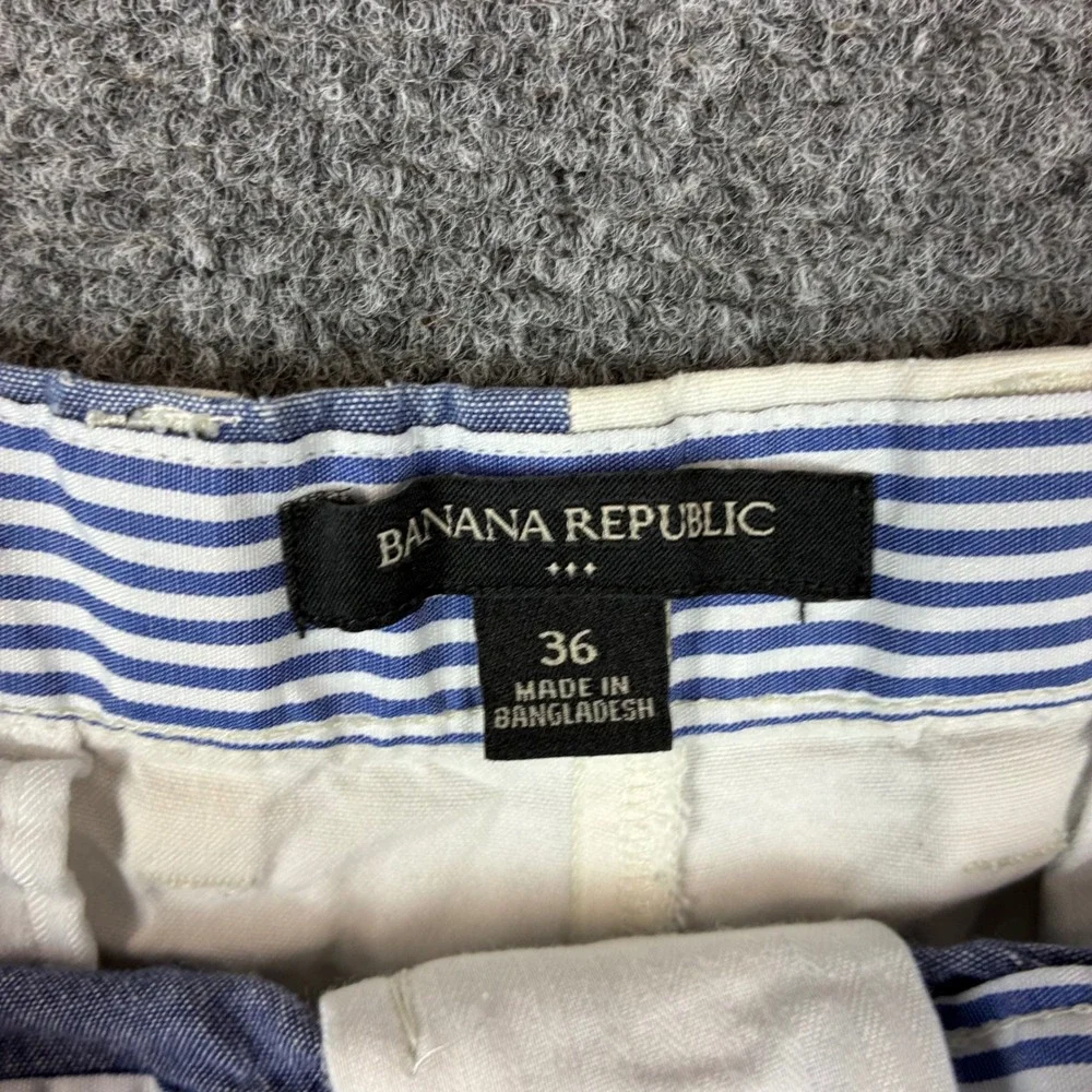 Banana Republic Mens 36 Blue White Tie Dye Striped Cotton Chino Shorts Summer